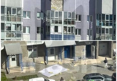 😵ЖК Три Кита в Мурино от Лидер групп. Ветер оторвал облицовку верхних этажей и она прилетела вниз. Чудом никто не пострадал